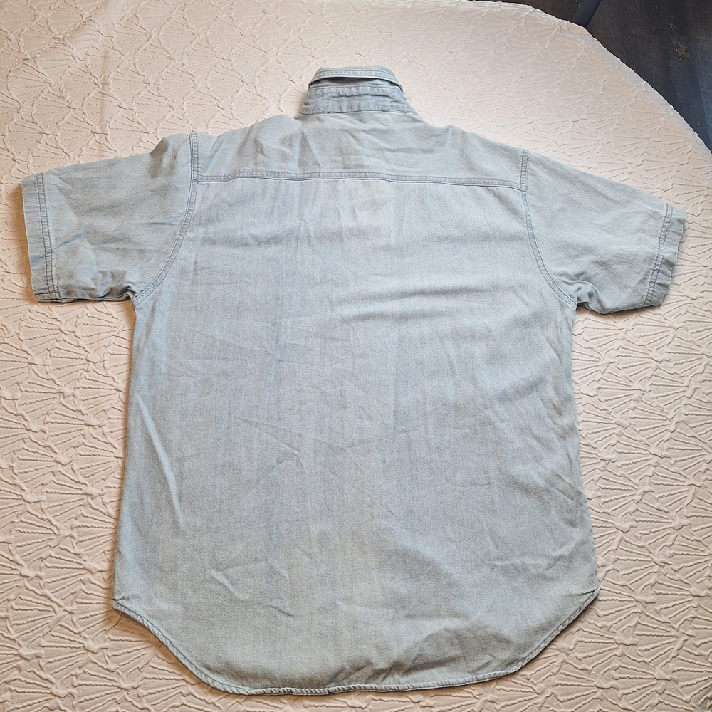 Men's Light Blue Patchwork Shirt - image 7